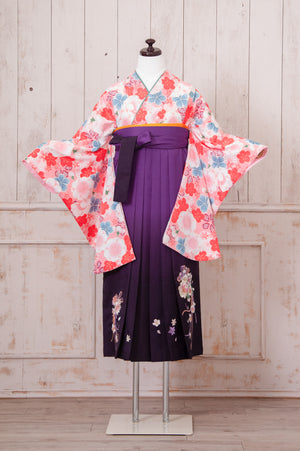 KR-060/ピンク地梅　卒業袴　仙台　宮城