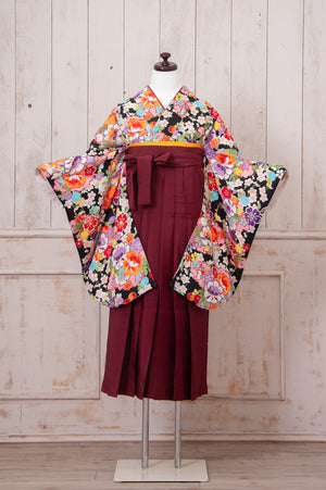 KR-061/黒地総柄　卒業袴　仙台　宮城