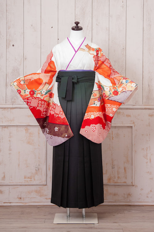 KR-063/ホワイトオレンジ　卒業袴　仙台　宮城