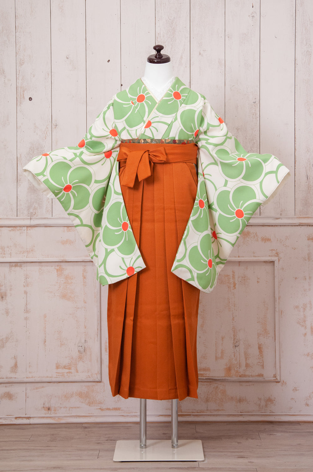 KR-068/黄緑ねじり菊　卒業袴　仙台　宮城