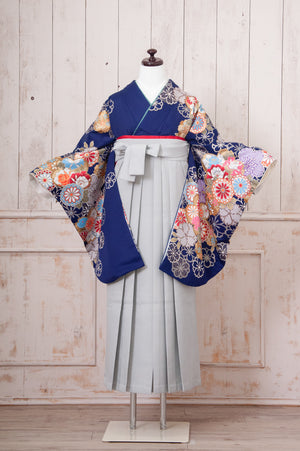 KR-080/紺地桜牡丹菊　卒業袴　仙台　宮城