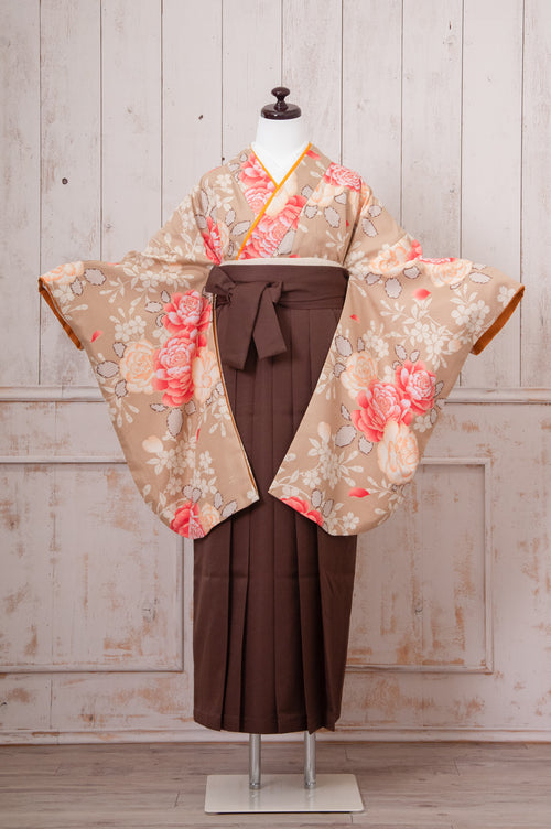 KR-081/サンドベージュ牡丹　卒業袴　仙台　宮城