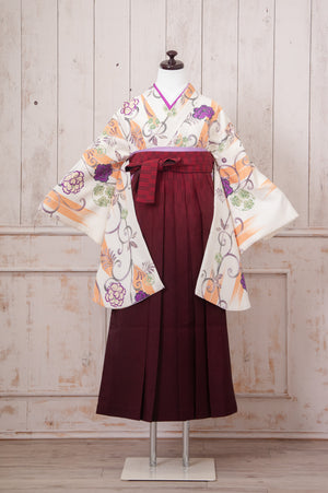 KR-085/クリーム地矢絣牡丹　卒業袴　仙台　宮城