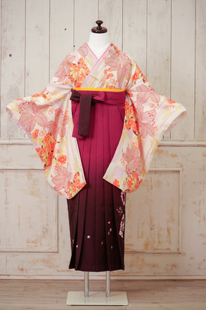 KR-113/白地に百合　卒業袴　仙台　宮城