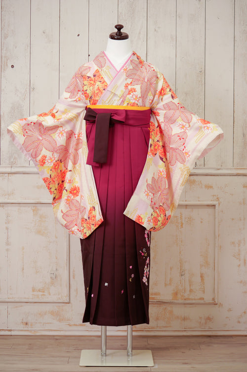 KR-113/白地に百合　卒業袴　仙台　宮城