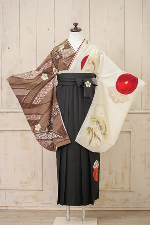 KR-139/JAPAN STYLE×中村里砂 ブラウン片身替り　卒業袴