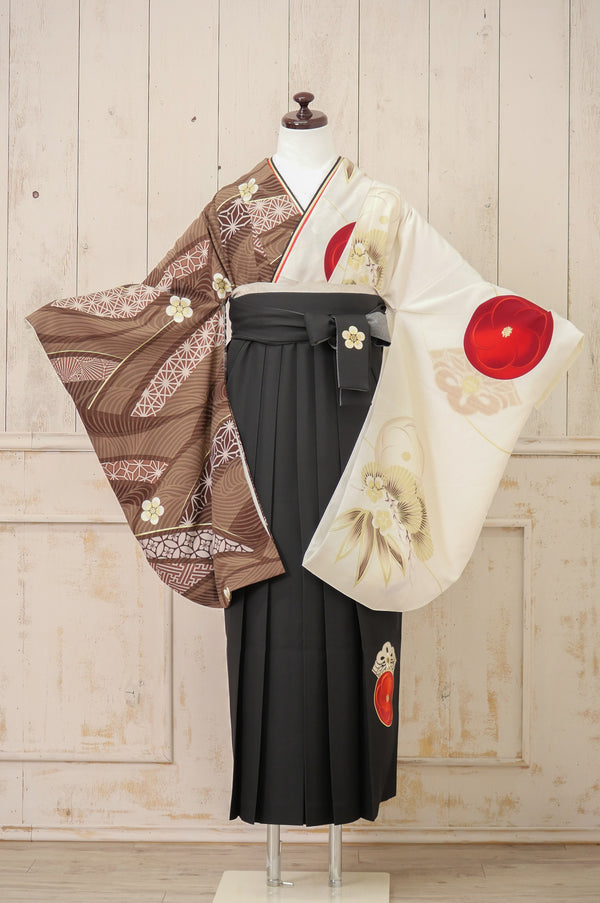 KR-139/JAPAN STYLE×中村里砂 ブラウン片身替り　卒業袴