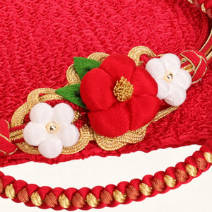 【販売】振袖小物3点 Kセット 赤/古典/レトロ.