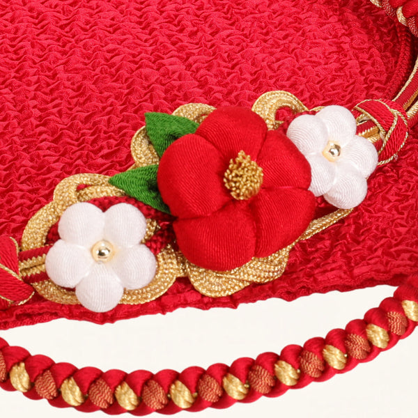 【販売】振袖小物3点 Kセット 赤/古典/レトロ.