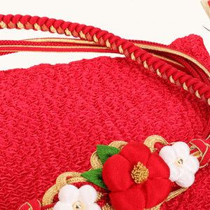 【販売】振袖小物3点 Kセット 赤/古典/レトロ.