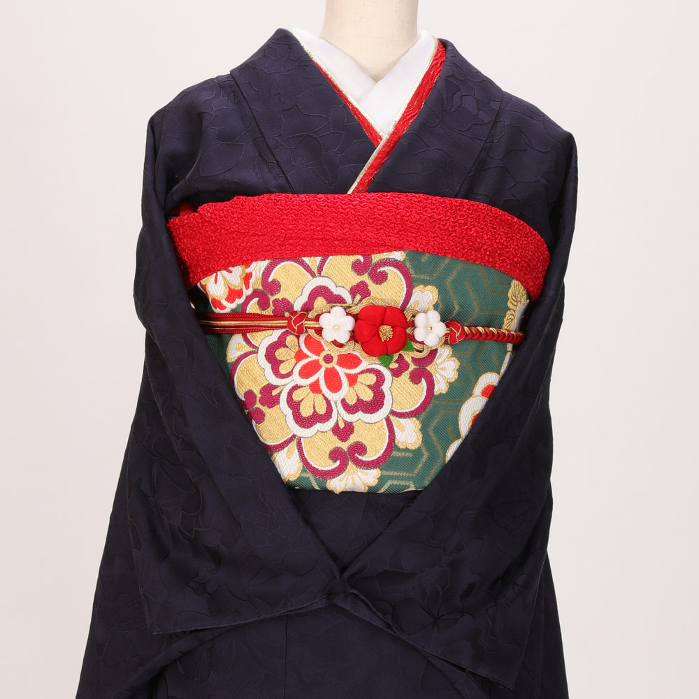 【販売】振袖小物3点 Kセット 赤/古典/レトロ.