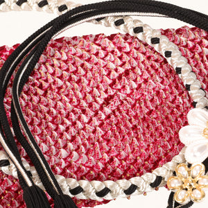 【販売】振袖小物3点 Lセット ワインレッド/シルバー/豪華.