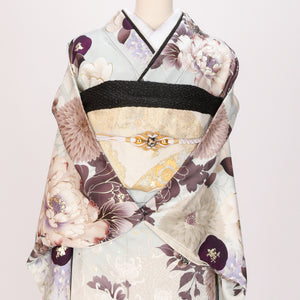 【販売】振袖小物3点 Oセット 白/黒/モノトーン.