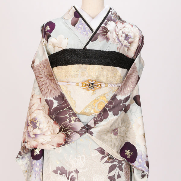 【販売】振袖小物3点 Oセット 白/黒/モノトーン.