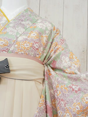 KR-127/ペールグリーン小花　卒業袴