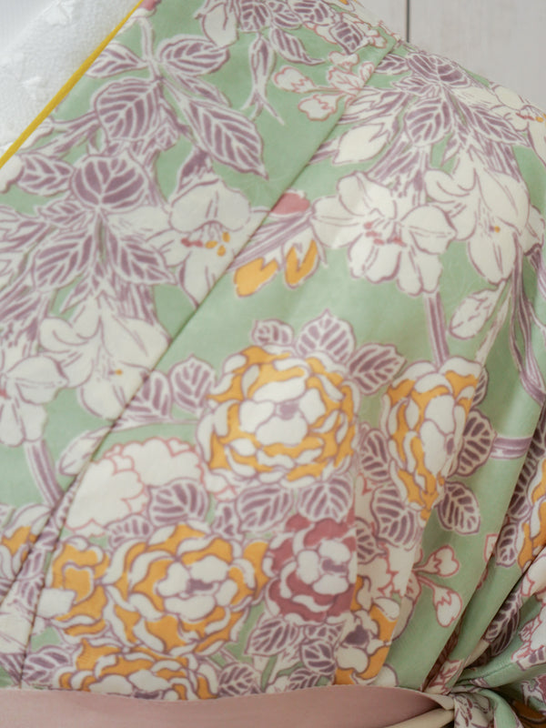 KR-127/ペールグリーン小花　卒業袴