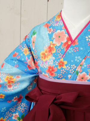 KR-126/水色小花柄　卒業袴