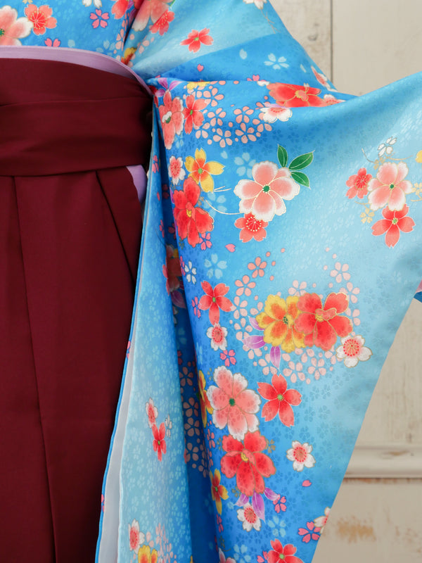 KR-126/水色小花柄　卒業袴