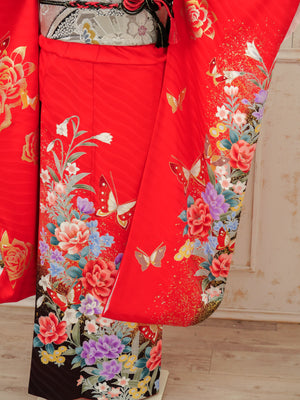 FR-018　赤地蝶　振袖