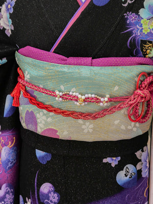 FR-024　黒地紫蝶　振袖