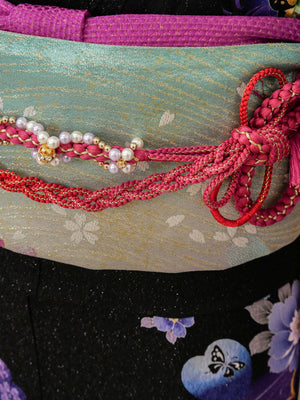 FR-024　黒地紫蝶　振袖