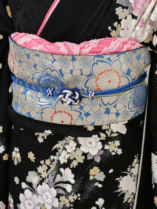 FR-027　黒地白牡丹　振袖