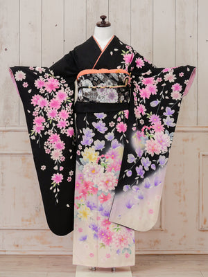 FR-031　黒地ピンク　振袖
