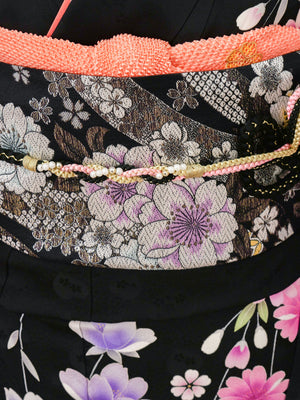 FR-031　黒地ピンク　振袖