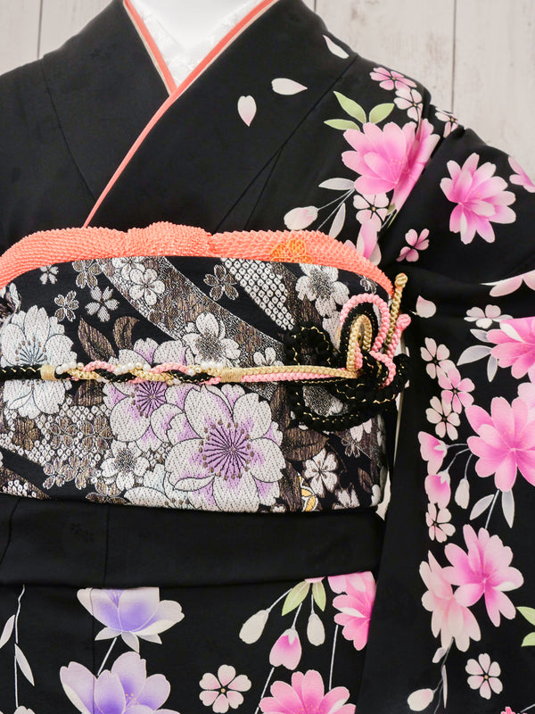 FR-031　黒地ピンク　振袖