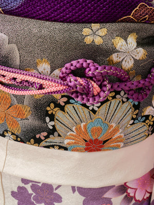 FR-034　白地紫八重桜　振袖