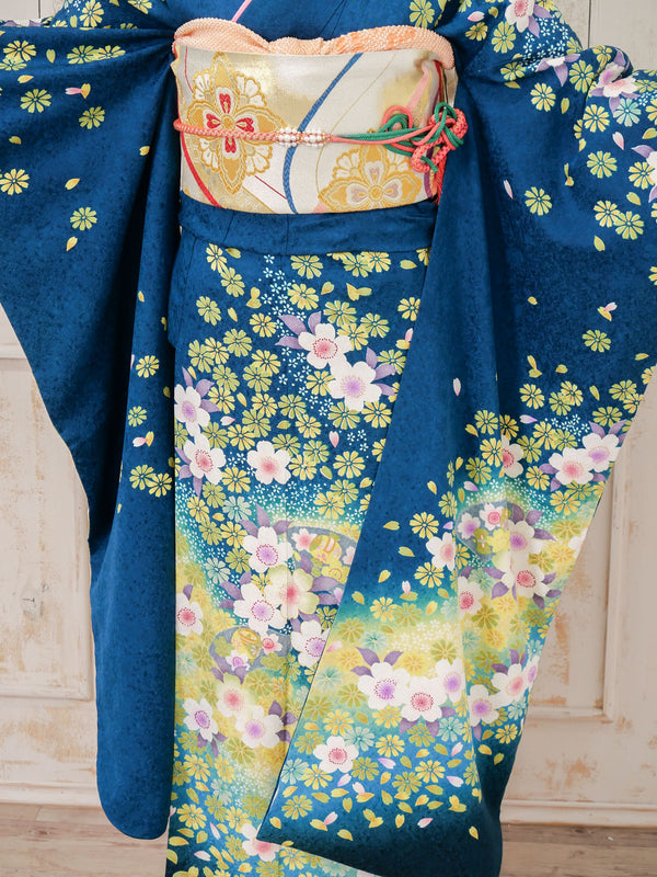 FJ-005   青緑黄色小花　振袖