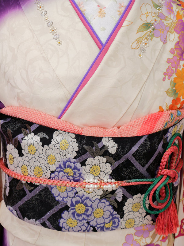 FR-008　白地パープル 桂由美　振袖