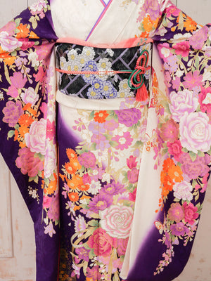 FR-008　白地パープル 桂由美　振袖