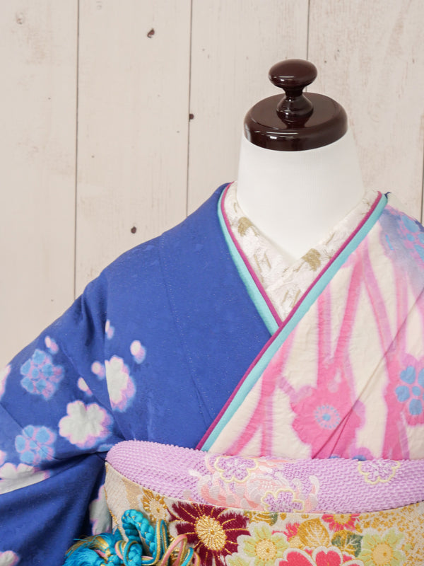 FR-086   青地ピンクグラデ　振袖