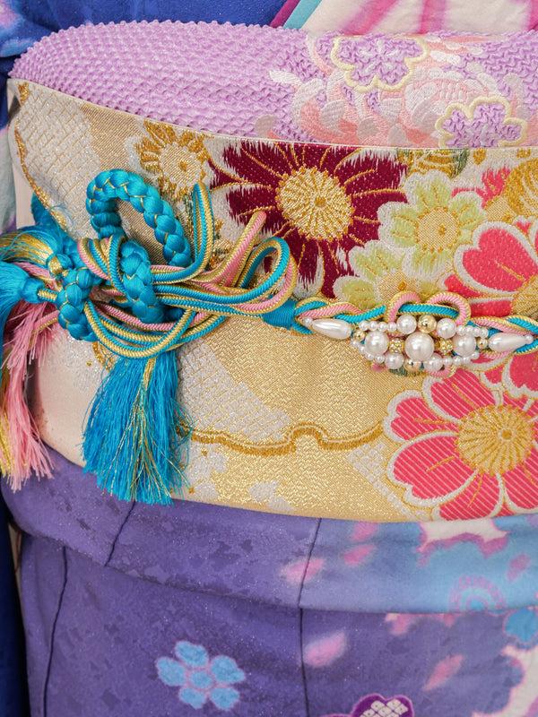 FR-086   青地ピンクグラデ　振袖