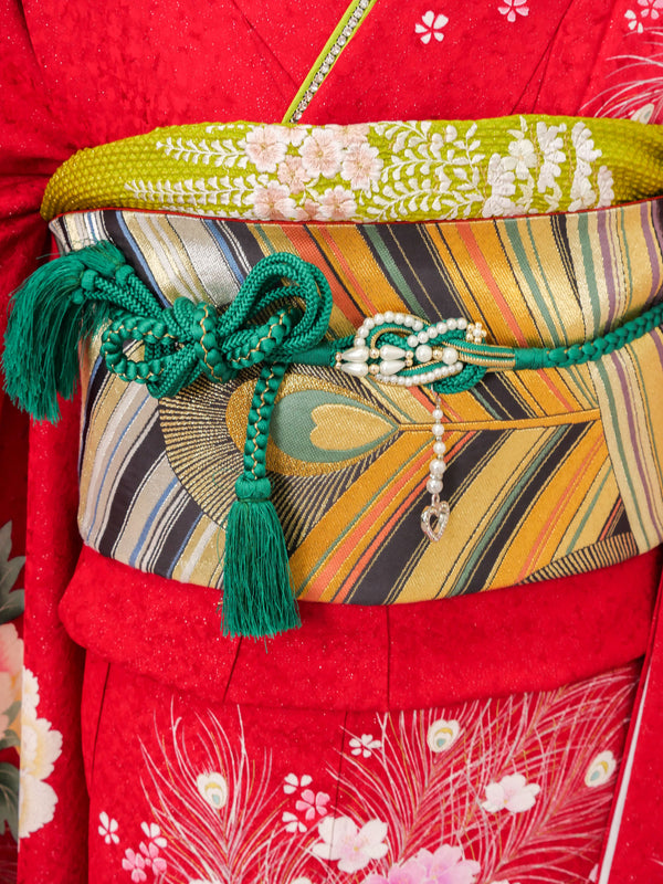 FR-041　赤地ピンク花　振袖