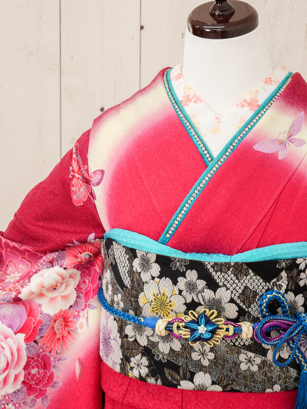 FR-044　ビビットピンク花　振袖