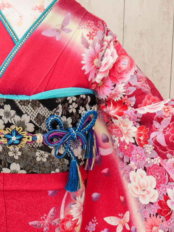 FR-044　ビビットピンク花　振袖
