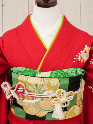 FR-047   赤地枝桜　振袖