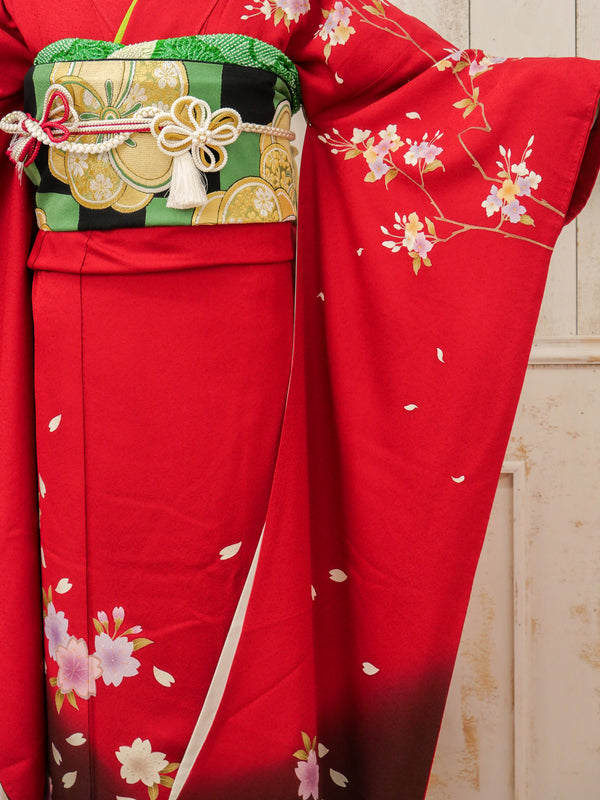 FR-047   赤地枝桜　振袖