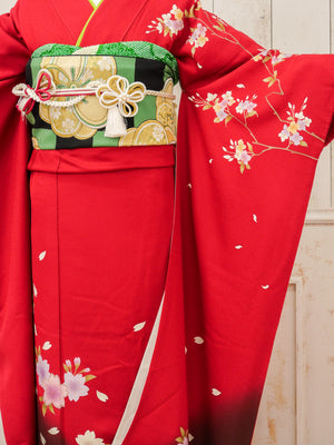 FR-047   赤地枝桜　振袖