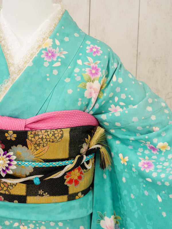 FR-050　エメラルドグリーン　振袖