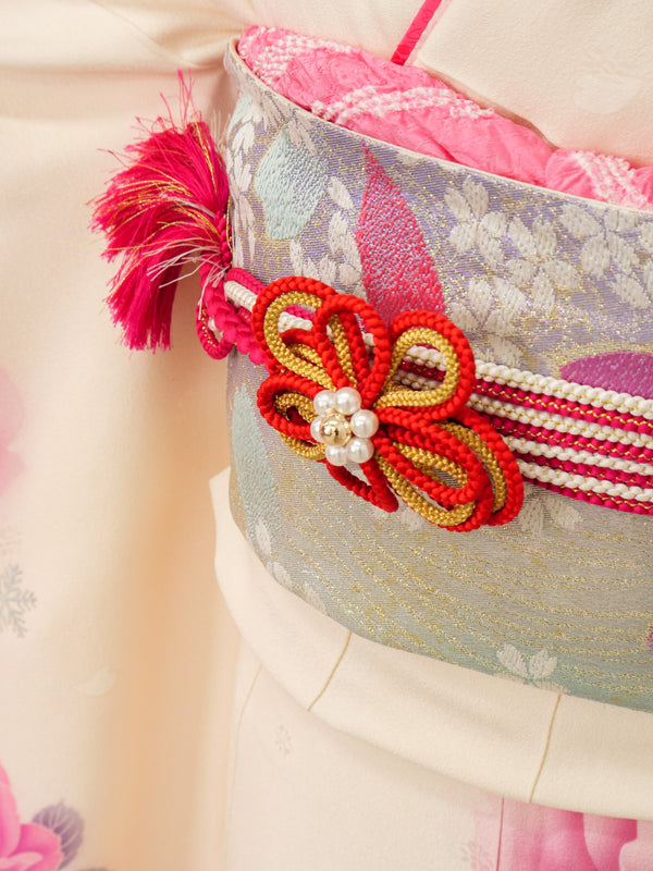 FR-087　白地ピンク牡丹　振袖