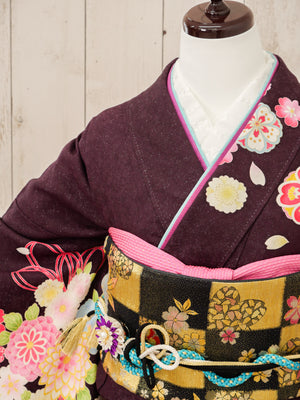 FR-052   紫地ピンク古典　振袖