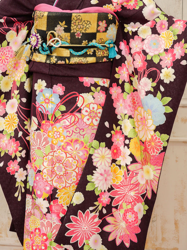 FR-052   紫地ピンク古典　振袖