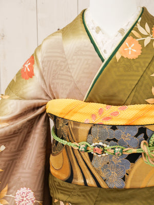 FR-054   抹茶地御所車　振袖