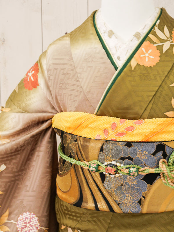 FR-054   抹茶地御所車　振袖