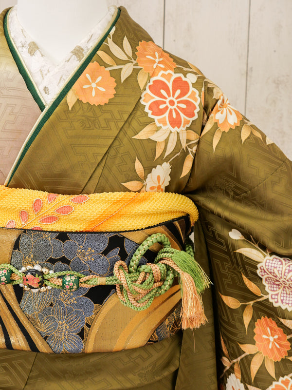 FR-054   抹茶地御所車　振袖