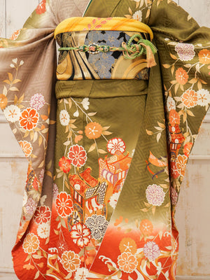 FR-054   抹茶地御所車　振袖