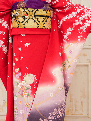 FR-055　赤地枝垂れ桜　振袖